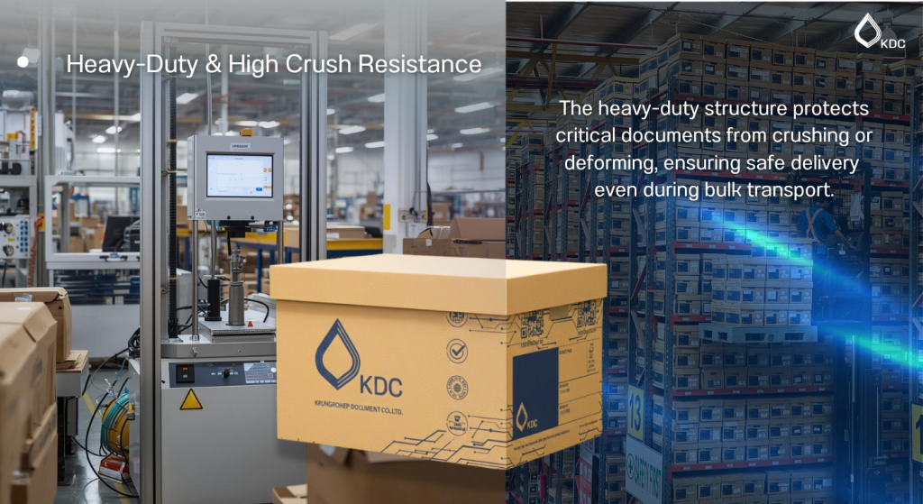 The KDC Sustainable Box Supply is a heavy-duty, separate-lid document storage solution engineered for modern corporations. Made from 100% FSC™ certified sustainable paper with unbleached natural kraft fibers, it protects critical business records against crushing and wear while lowering Scope 3 carbon emissions.